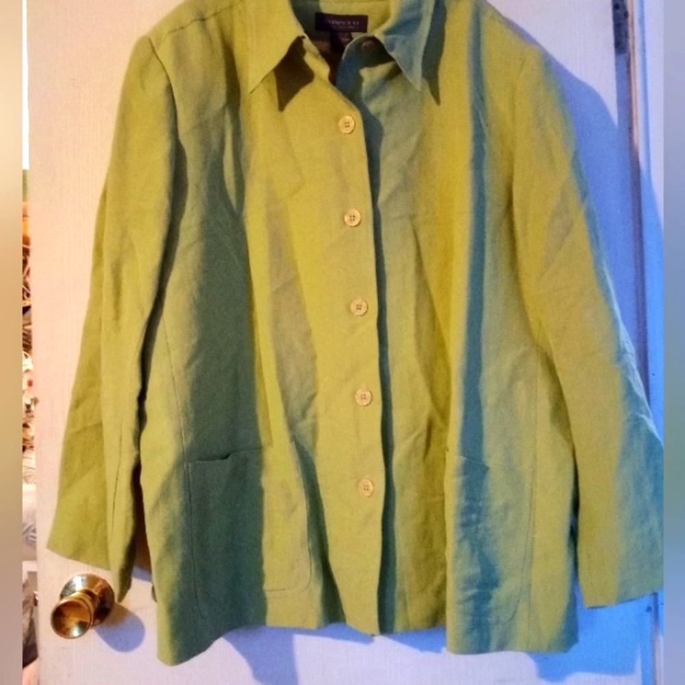 Lane‎ Bryant Design & Co. NWT Lime Green Linen Blend Jacket sz.24